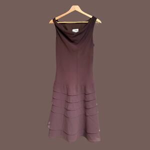 Joseph Ribkoff Cocktail Dress | Brown Chiffon Ruffle | Size 6 | Vintage